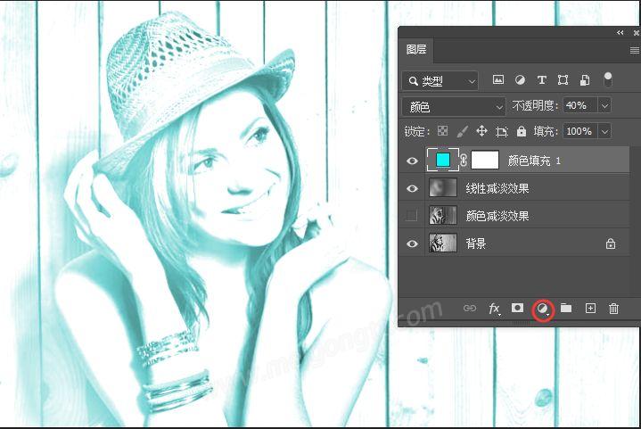 美工天堂ps素描效果制作并用渐变改成彩色铅笔素描图